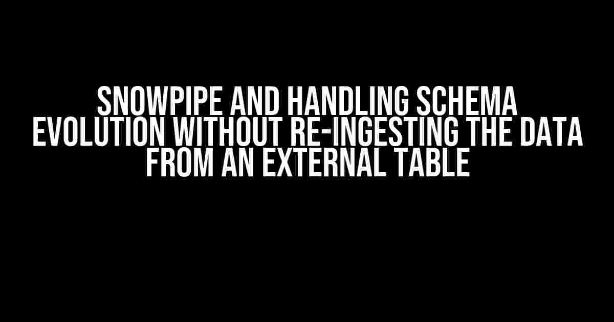 Snowpipe and Handling Schema Evolution without Re-ingesting the Data from an External Table